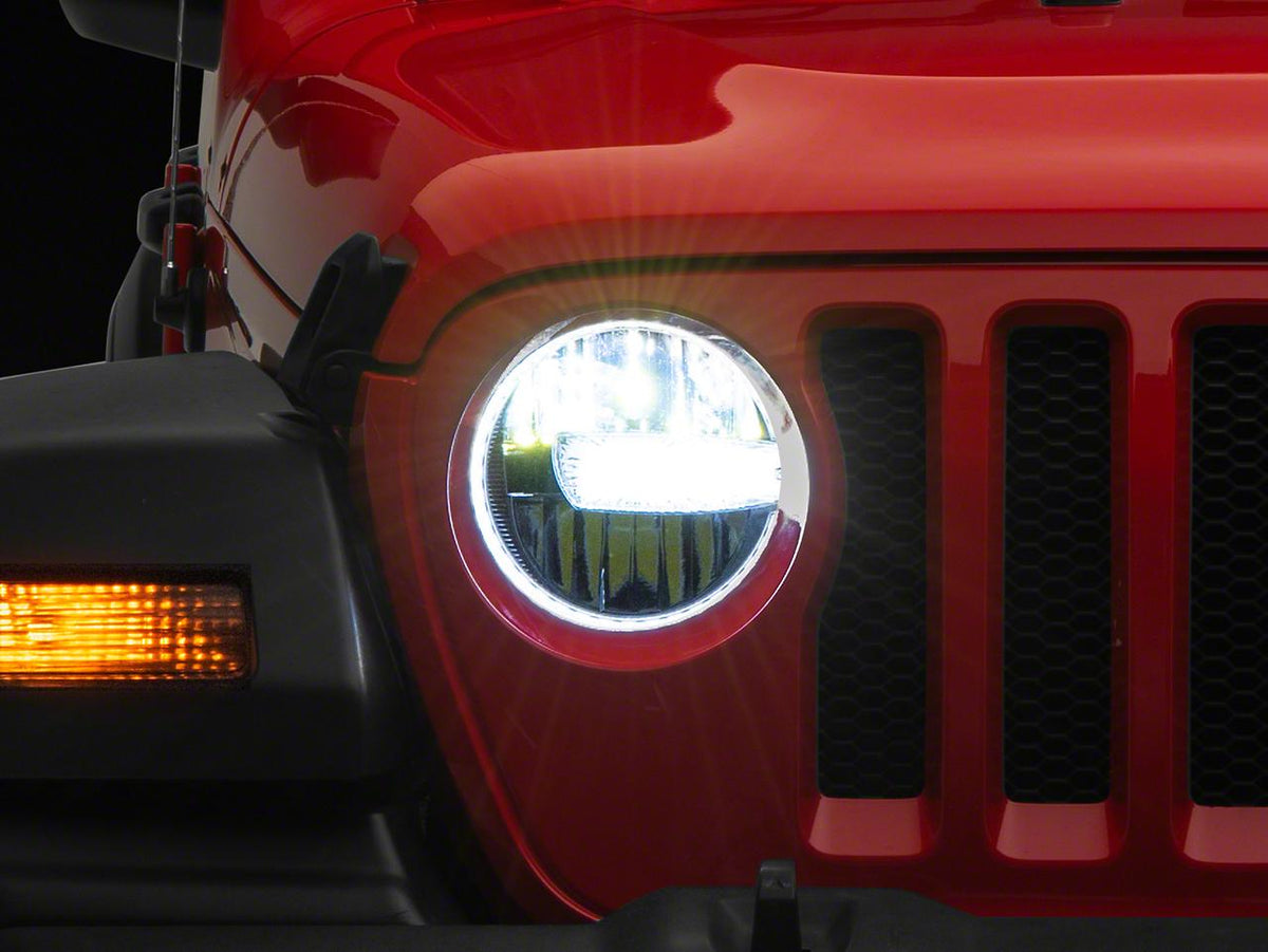 Raxiom Axial Series 9-Inch Led Headlights; Black Housing; Clear Lens (2018-2025 Wrangler, Gladiator) - J164371