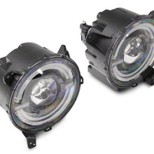 Raxiom Axial Series 9-Inch Led Angel Eye Headlights; Black Housing; Clear Lens (2018-2025 Wrangler, Gladiator) - J167045