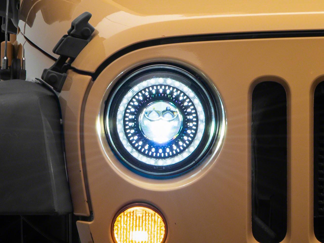 Raxiom Axial Series 7-Inch Dragon Eye Led Headlights; Black Housing; Clear Lens (2007-2018 Wrangler, Wrangler JK) - J167194