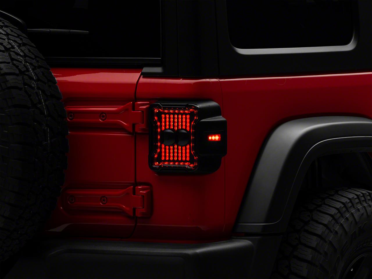 Raxiom Axial Series Linear Led Tail Lights; Black Housing; Smoked Lens (2018-2025 Wrangler) - J170483