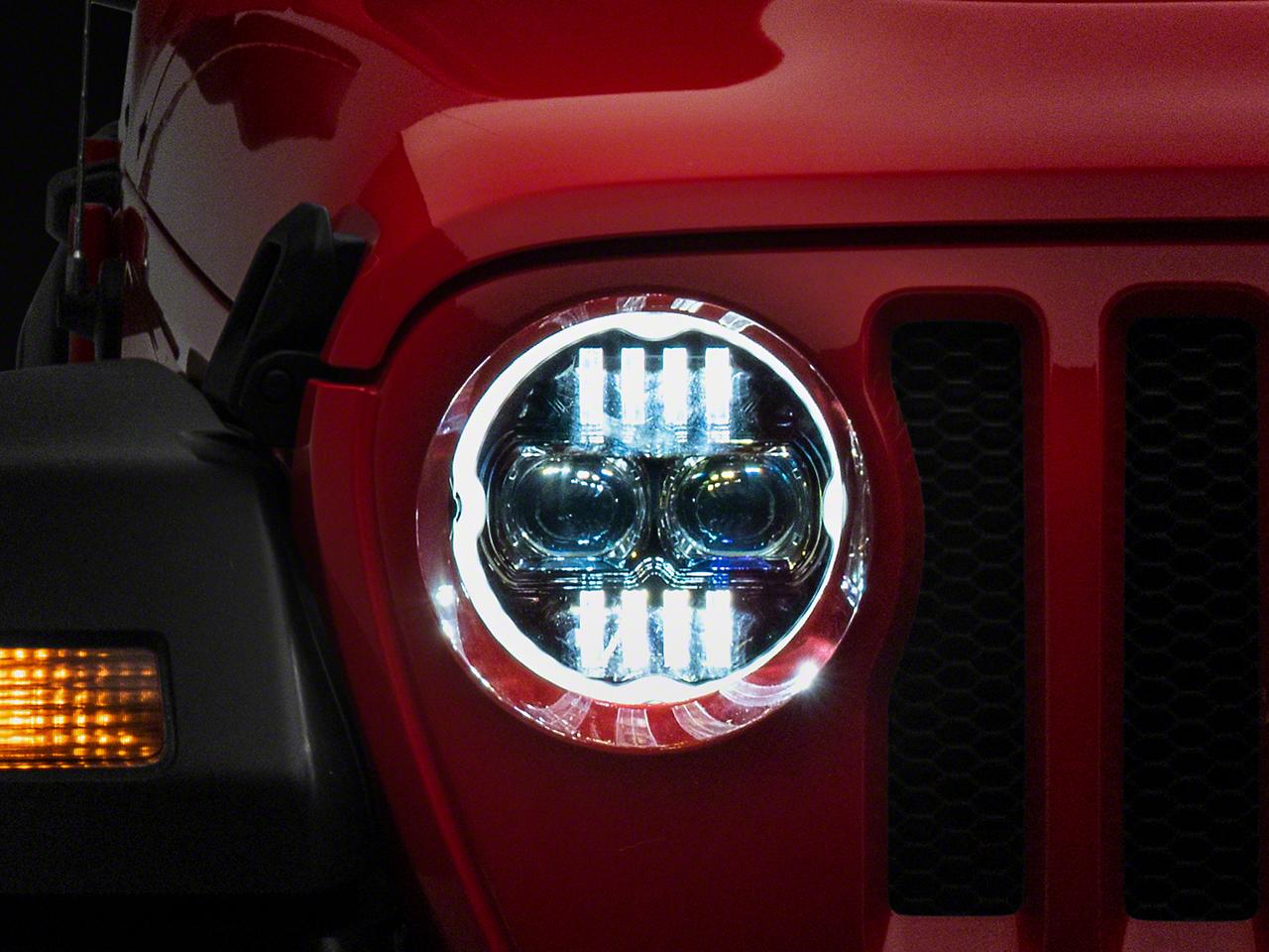 Raxiom Axial Series 9-Inch Angel Eye Led Headlights; Black Housing; Clear Lens (2018-2025 Wrangler, Gladiator) - J171705