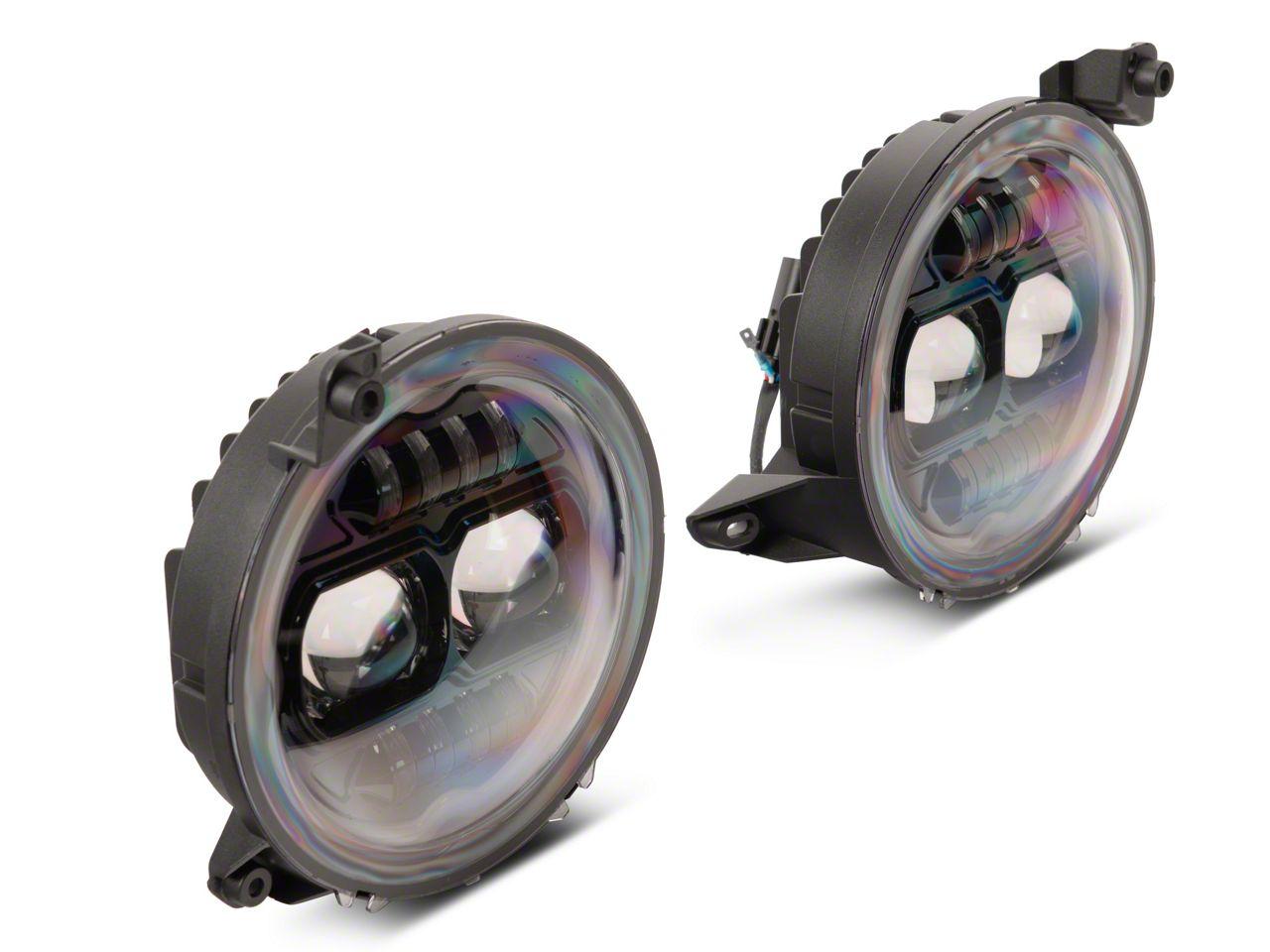 Raxiom Axial Series 9-Inch Angel Eye Led Headlights; Black Housing; Clear Lens (2018-2025 Wrangler, Gladiator) - J171705