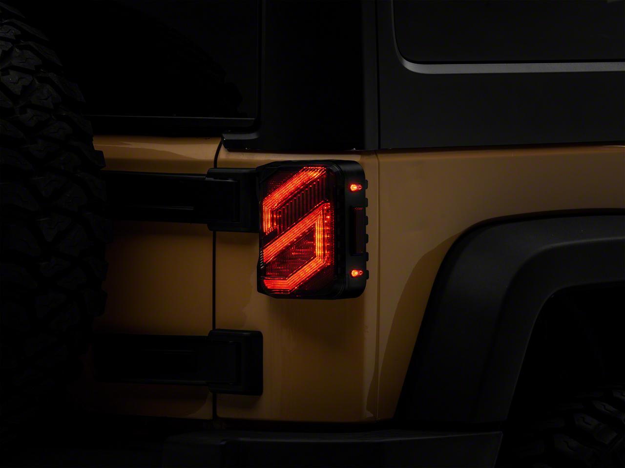 Raxiom Axial Series Trident Led Tail Lights; Black Housing; Clear Lens (2007-2018 Wrangler, Wrangler JK) - J173719