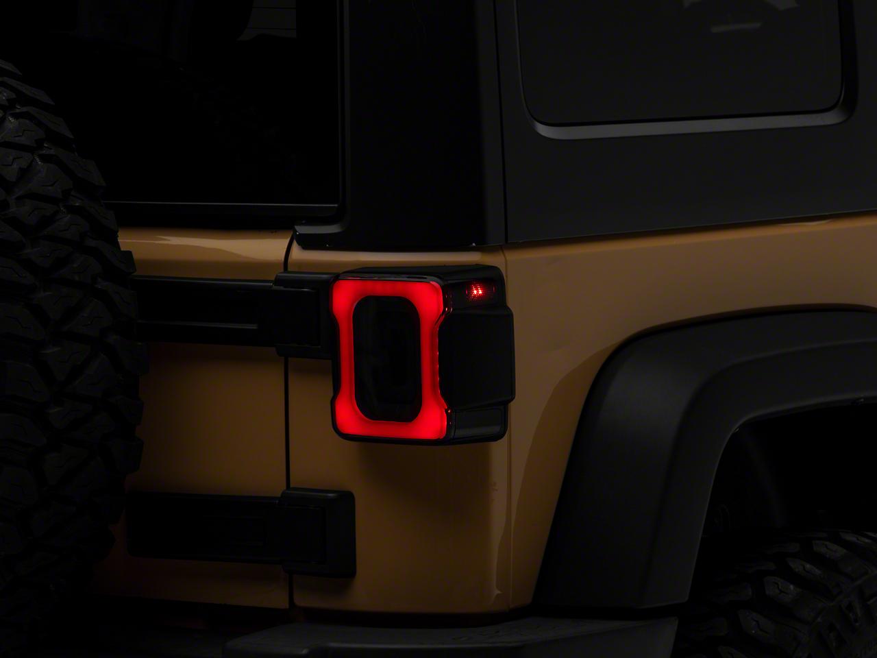 Raxiom Axial Series Led Tail Lights; Black Housing; Smoked Lens (2007-2018 Wrangler, Wrangler JK) - J183262