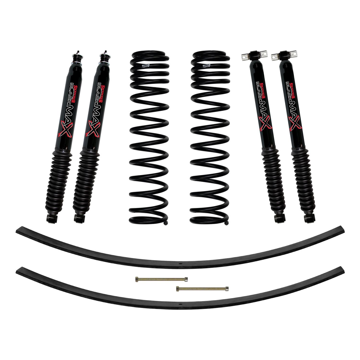 Skyjacker 3 Inch Suspension Lift Kit 84-01 Cherokee XJ W/Front Dual Rate Long Travel Coil Springs Rear Add A Leafs Front and Rear Black Max Shocks Skyjacker (1984-2001 Cherokee) - JC301BPBLT