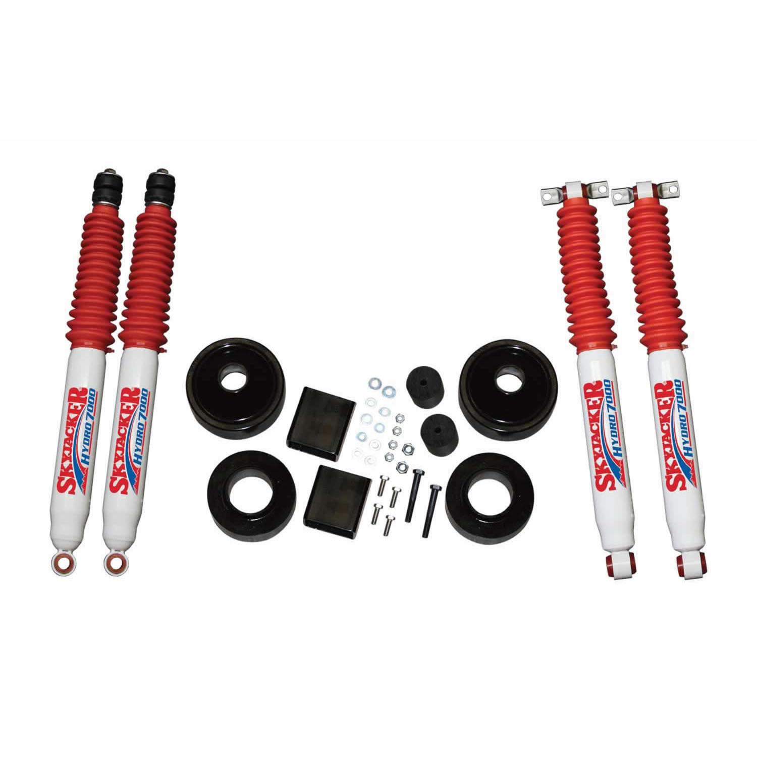 Skyjacker Suspension Lift Kit w/Shock 2 Inch Lift 07-18 Wrangler JK Incl. Front/Rear 2 Inch Polyurethane Coil Spring Spacers w/Bump Stop Spacers - JK20-H