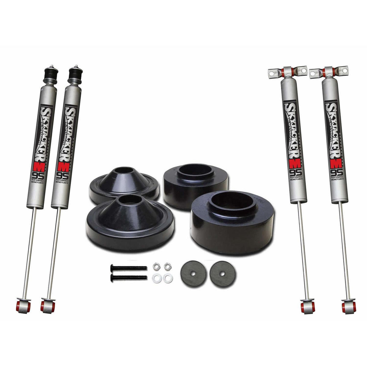 Skyjacker Polyurethane Spacer Leveling Kit 07-18 Wrangler JK 2 Inch Front Lift 3/4 Inch Rear Lift Incl. 2-Front M95 Shocks - JK23-M