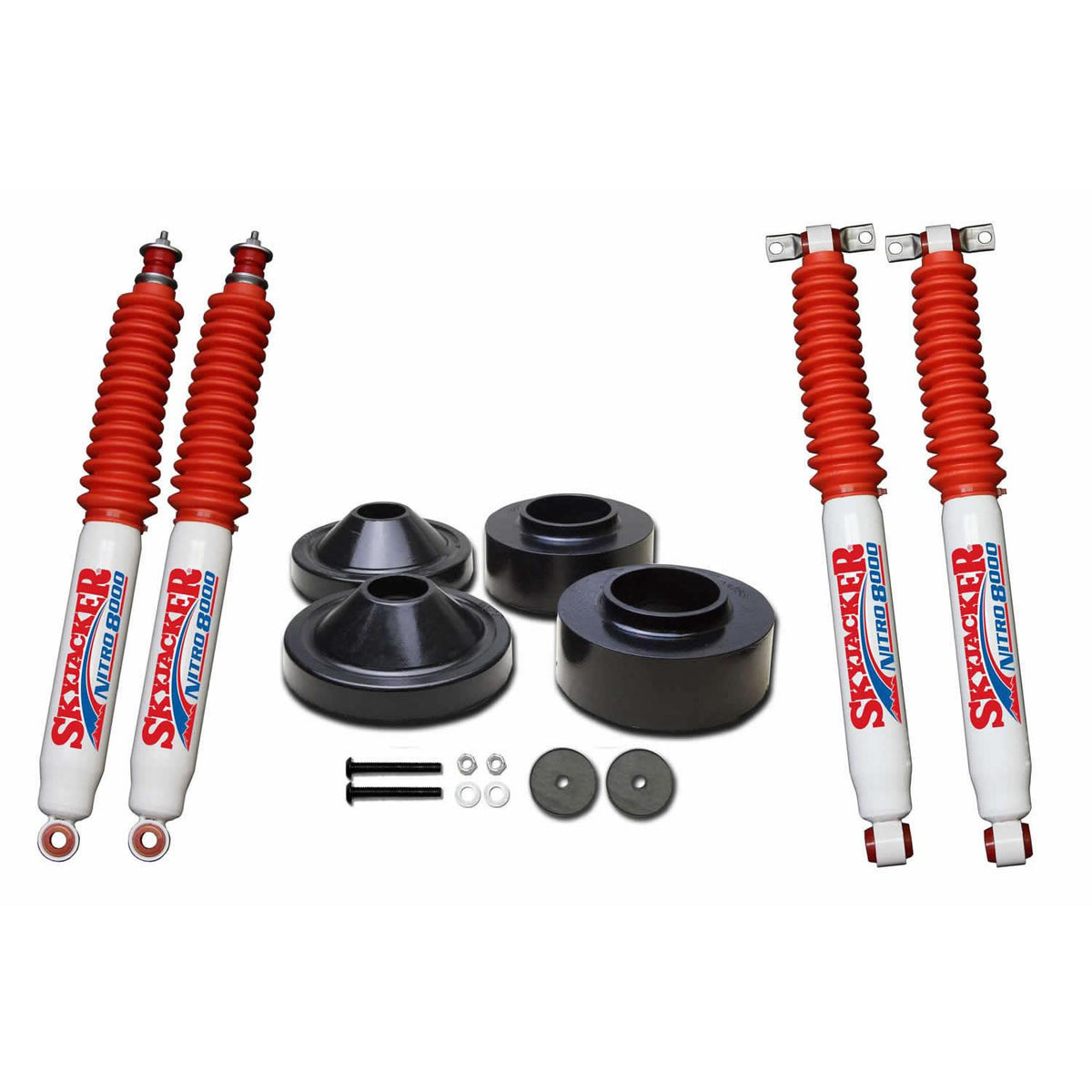 Skyjacker Polyurethane Spacer Leveling Kit 07-18 Wrangler JK 2 Inch Front Lift 3/4 Inch Rear Lift Incl. 2-Front N80 Shocks - JK23-N