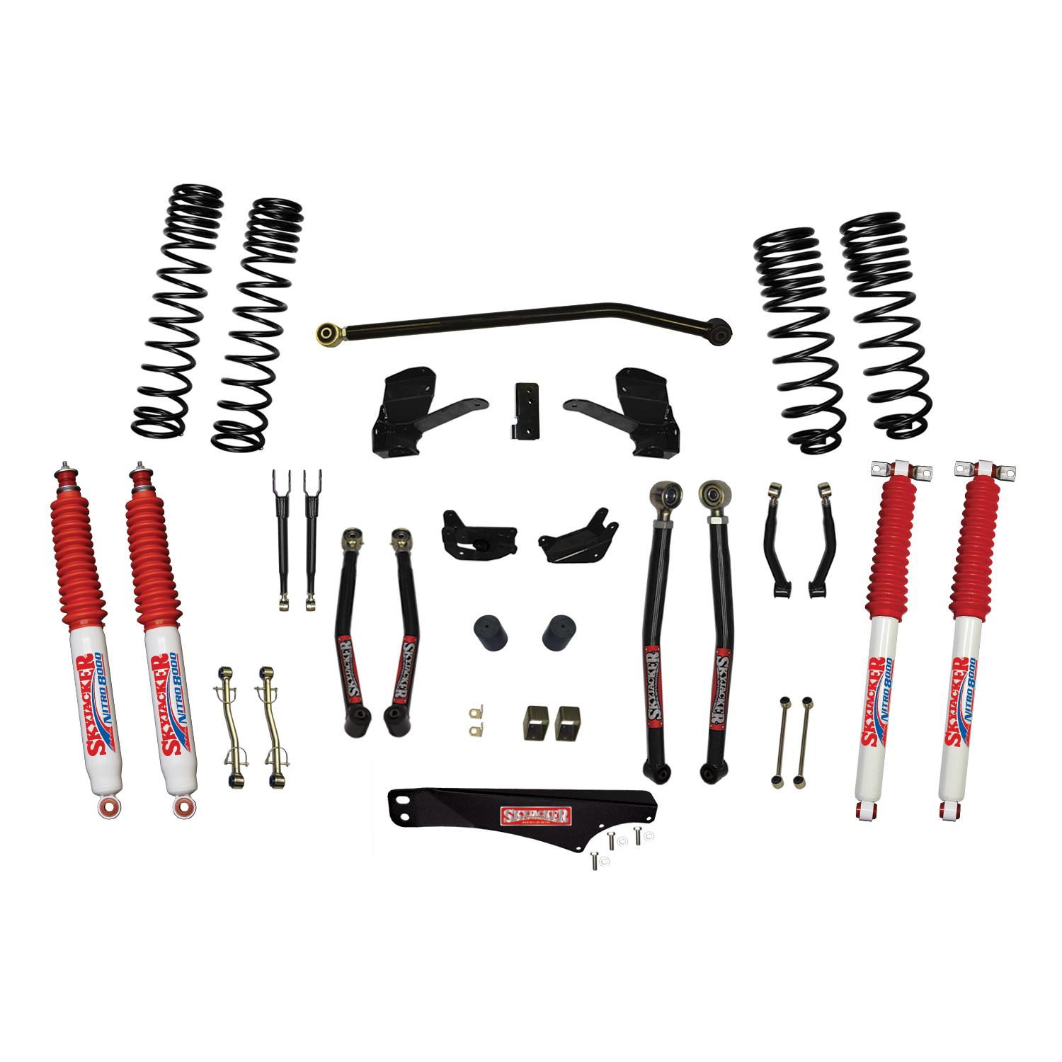 Skyjacker 4 Inch Dual Rate Long Travel Long Arm Suspension Lift Kit/Nitro 8000 Shocks - JK40LKLT-SX-N