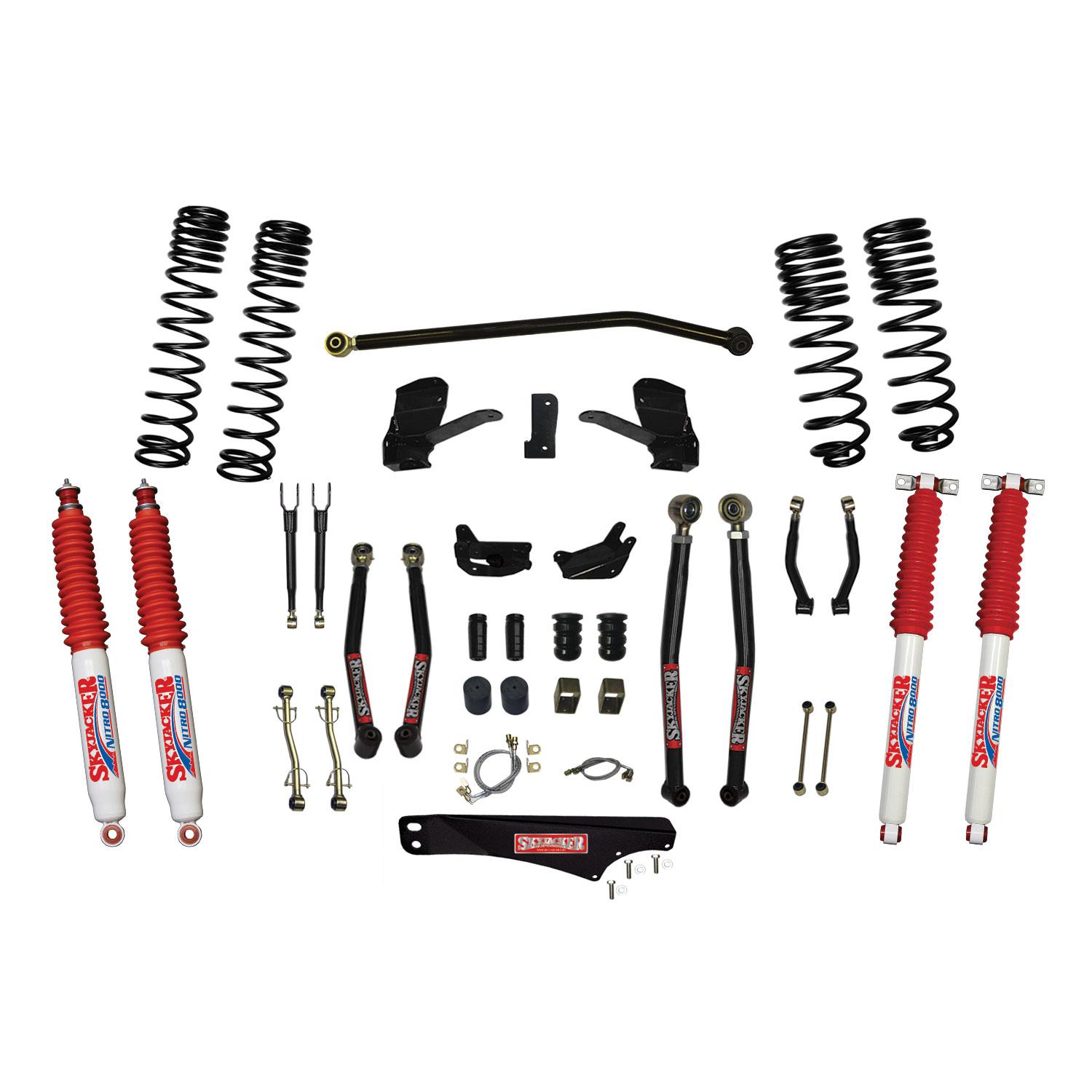 Skyjacker 6 Inch Dual Rate Long Travel Long Arm Suspension Lift Kit/Nitro 8000 Shocks - JK60LKLT-SX-N