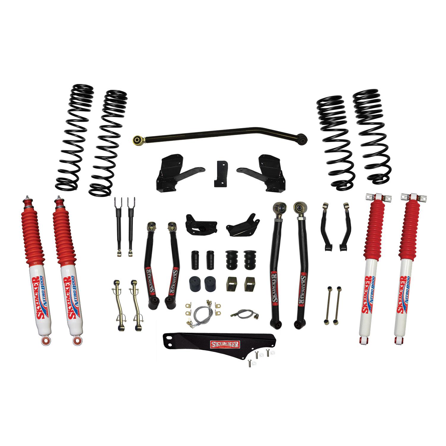 Skyjacker 7 Inch Dual Rate Long Travel Long Arm Suspension Lift Kit/Nitro 8000 Shocks - JK70LKLT-SX-N