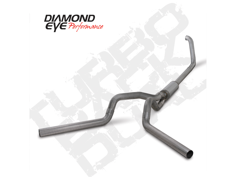 Diamond Eye Performance Turbo Back Exhaust 00-03.5 F250/F350 4 inch Single In/Out Split Rear/Side W/ Muffler Stainless Diamond Eye - K4321S