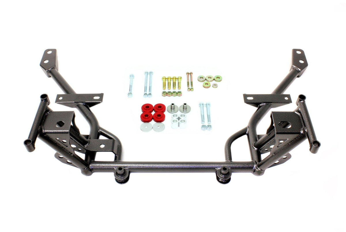 BMR Suspension KM018H Tubular K-Member Standard Motor Mounts Standard Rack Mounts - Black Hammertone (2005-2014 Mustang)