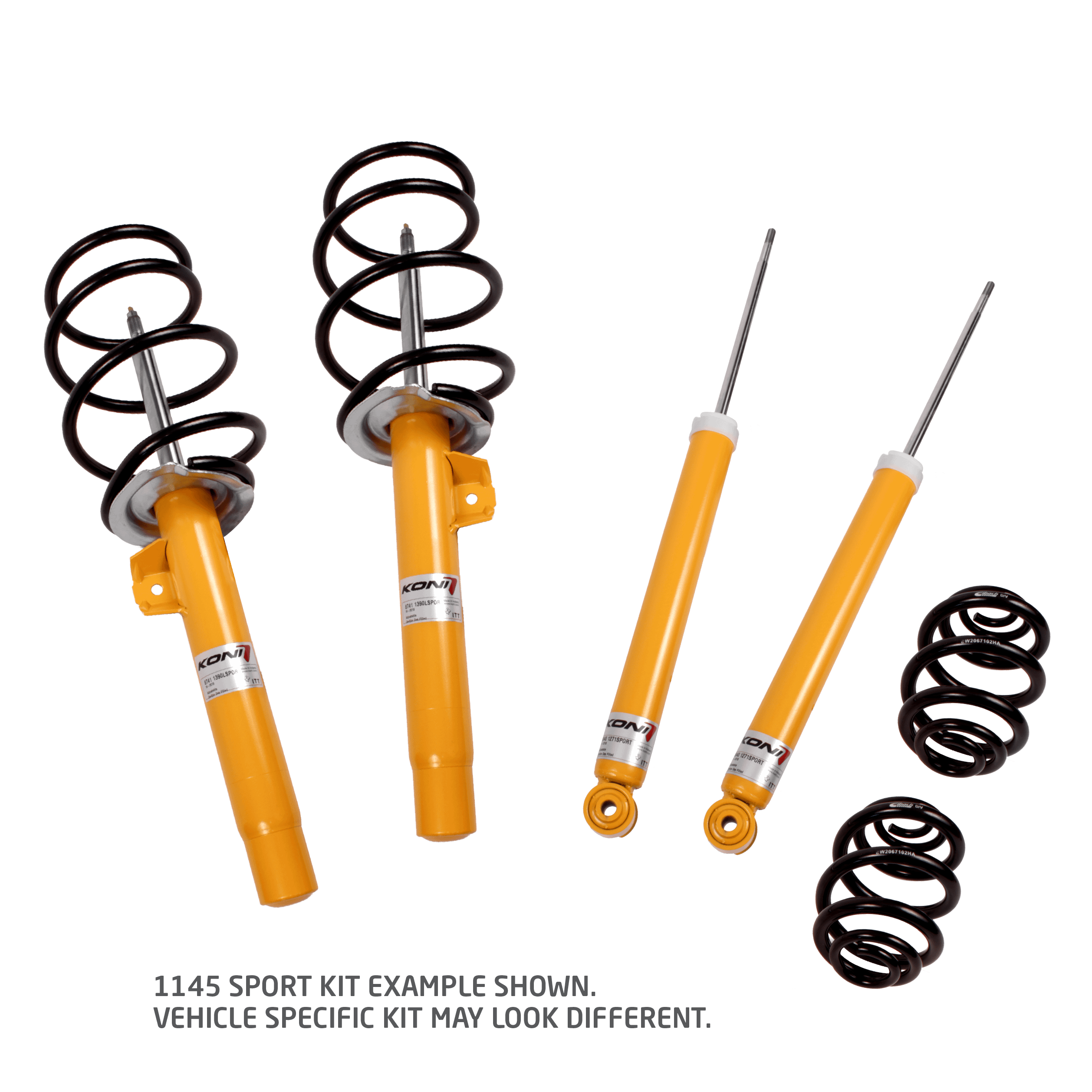 Koni 1145 KONI Sport/Eibach Kit- 4 Sport (yellow) dampers, 4 Eibach lowering springs (1987-1993 Mustang GT, Mustang LX) - 1145 1083