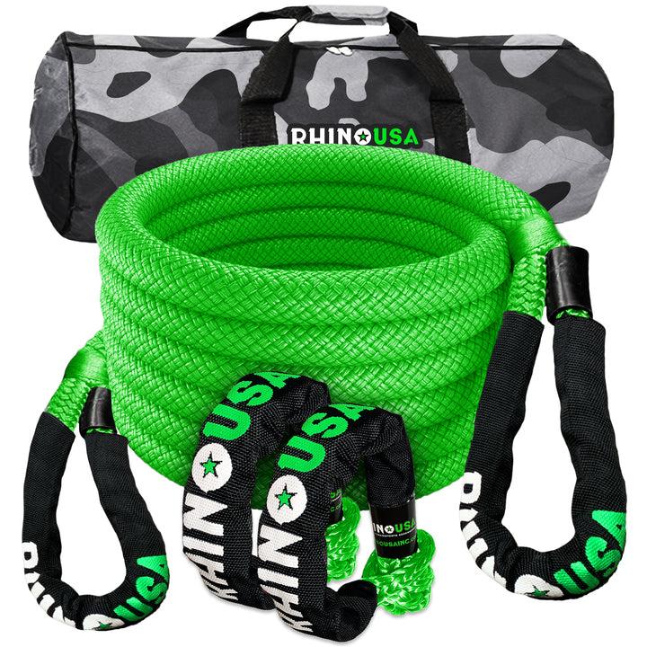 Rhino USA Rhino Usa 7/8" X 30' Kinetic Rope Recovery Kit W/Soft Shackles (Green) - RG-KRKIT78X30-GRN