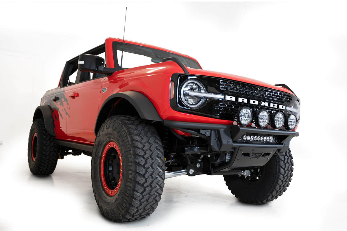 Addictive Desert Designs Ford Bronco 2021 - Up Bolt on Light Hoop for Pro Bolt-On Front Bumper With Mounts for 4 Round Lights or 20" Universal in Hammer Black - L2357000201NA