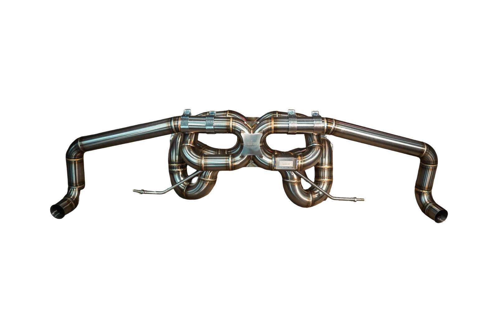 Valvetronic Designs 2015-2020 Lamborghini LP-580, LP-610 Huracan 5.2L Full Exhaust System With Free Flow Headers, Grade 5 Titanium Reuses OEM Tips - LAM.HUR.F1.FFH.1.TI