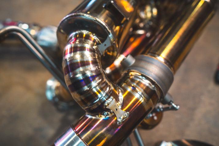 Valvetronic Designs 2015-2020 Lamborghini LP-580, LP-610 Huracan 5.2L Full Valved Exhaust System With Free Flow Headers , Grade 5 Titanium Reuses OEM Tips - LAM.HUR.VSES.FFH.1.TI