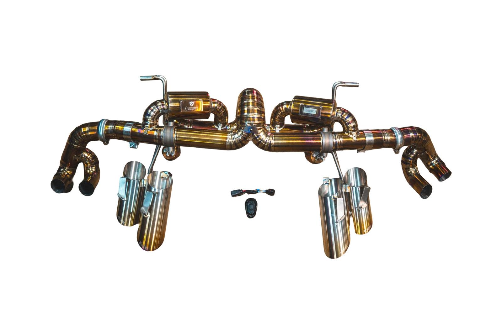 Valvetronic Designs 2015-2020 Lamborghini LP-580, LP-610 Huracan 5.2L Valved Catback Exhaust System , Grade 5 Titanium Reuses OEM Tips - LAM.HUR.VSES.TI