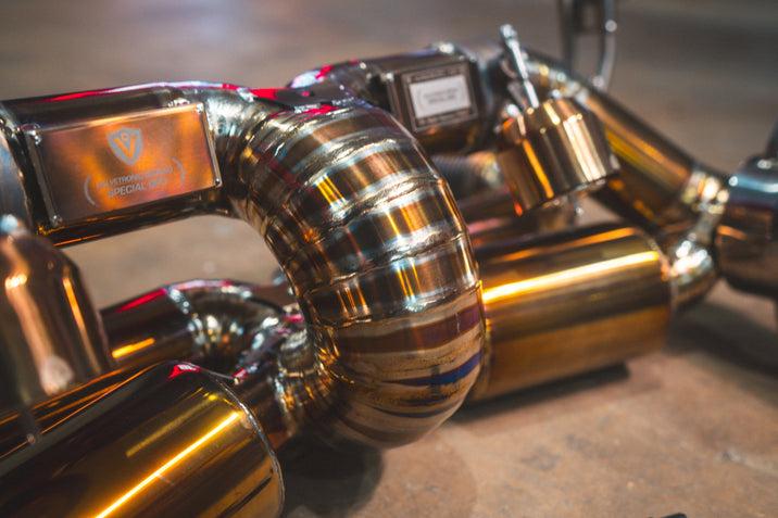 Valvetronic Designs 2021-2025 Lamborghini Huracan STO 5.2L Valved Catback Exhaust, Grade 5 Titanium Bespoke OEM Style Valvetronic Tips - LAM.STO.VSES.TI