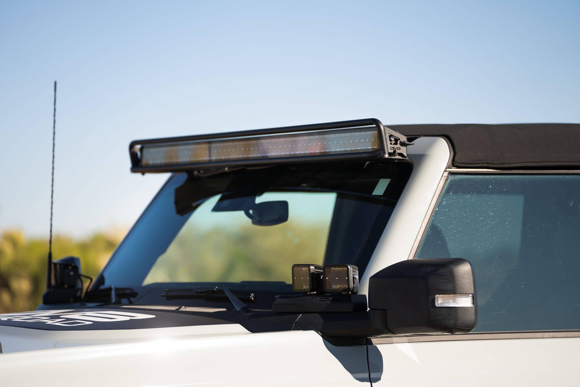 DV8 Offroad 2021-22 Ford Bronco; 52-Inch Straight LED Light Bar Mount - LBBR-01