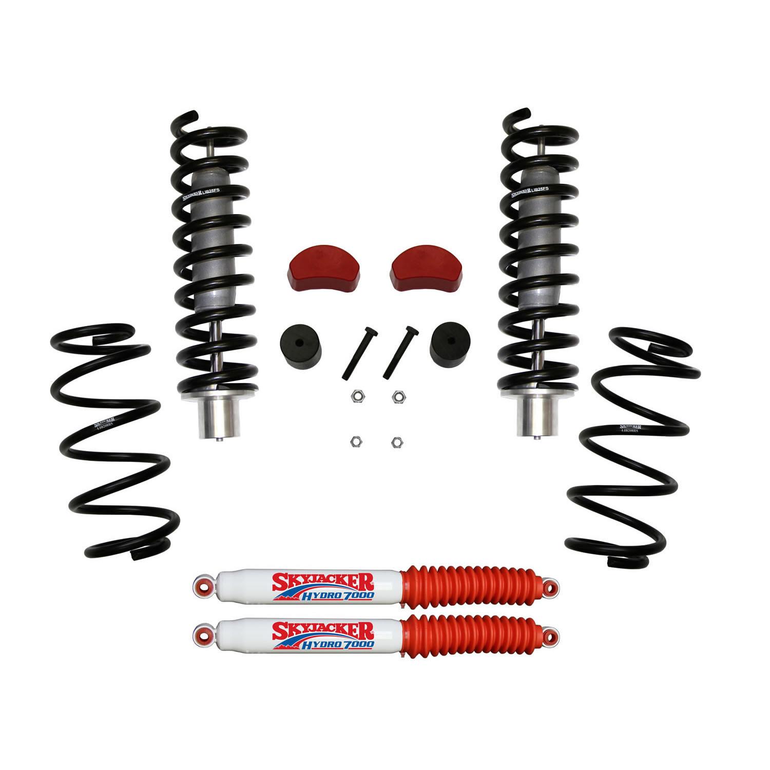 Skyjacker Suspension Lift Kit w/Shock 2.5-3.5 Inch Lift 07-11 Dodge Nitro 08-12 Jeep Liberty Incl. Front Struts Front Strut CoilSprings Rear CoilSprings Front Poly BumpStops Rear Bum Stop Spacers - LIB258K-H