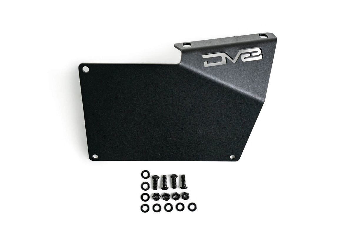 DV8 Offroad Front license plate relocation bracket places plate to the side of the bumper (2021-2025 Bronco) - LPBR-02