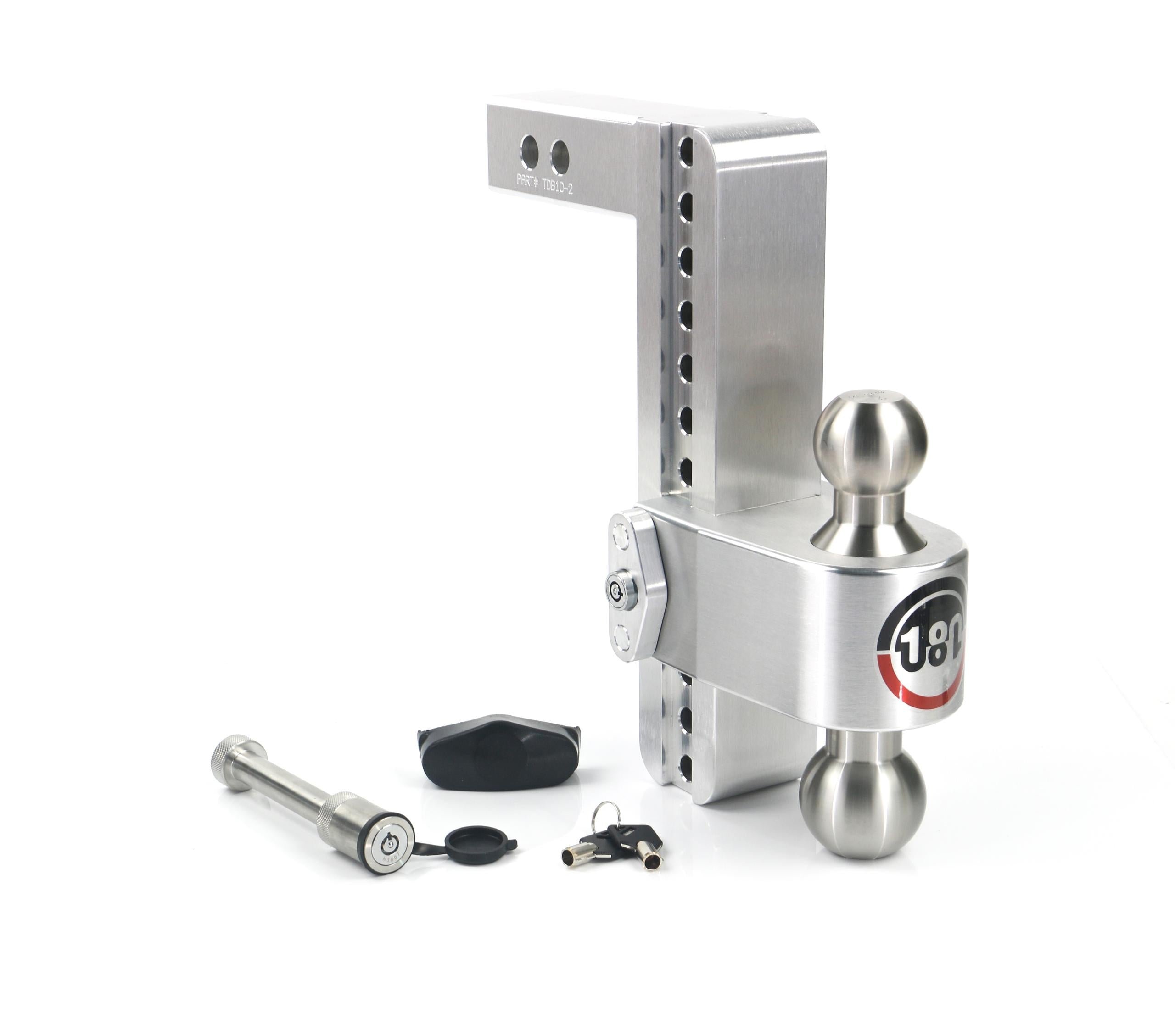 Weigh Safe 180 Hitch - Drop Hitch W/SS Combo Ball - 10" Drop For 2" Shank W/Hitch Pin - LTB10-2-KA