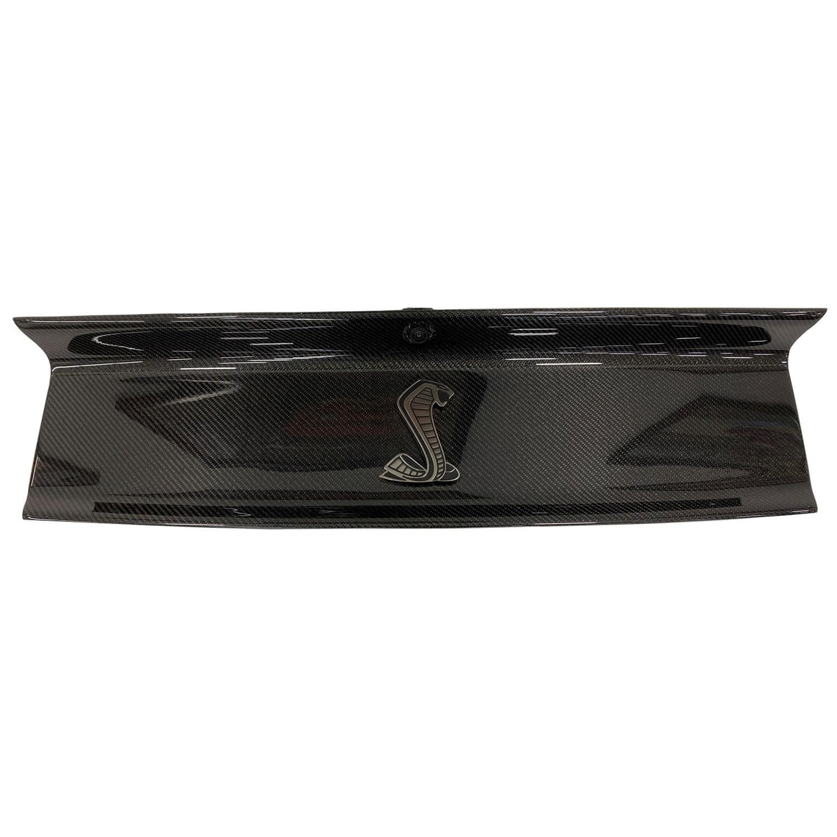 Ford Performance 2020-2022 Shelby GT500 Carbon Fiber Rear Decklid Trim Panel with Cobra Snake Emblem- M-16600-MCF