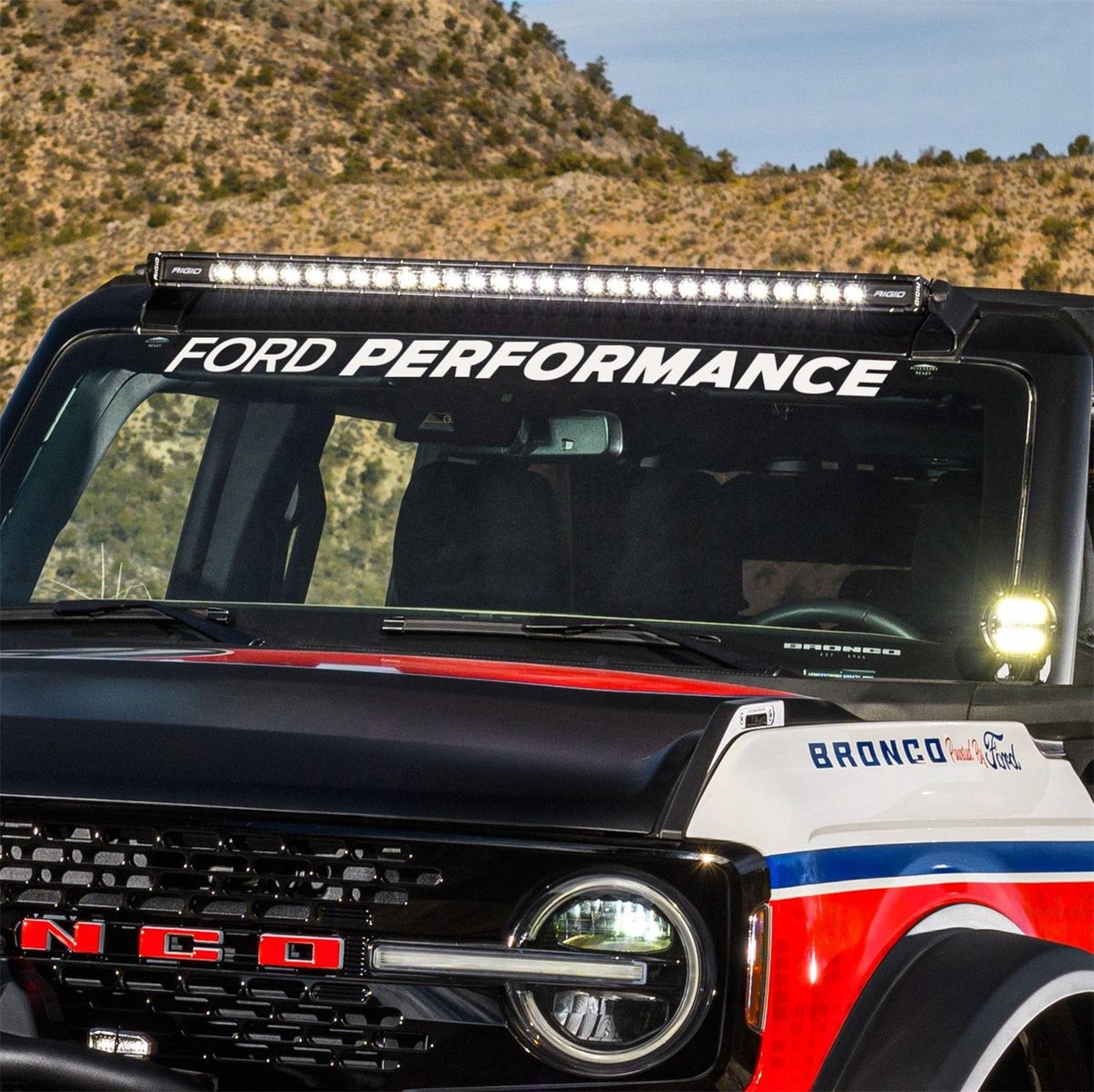 Ford Performance Windshield Banner - White (2021-2025 Ford Bronco) - M-1820-BRW