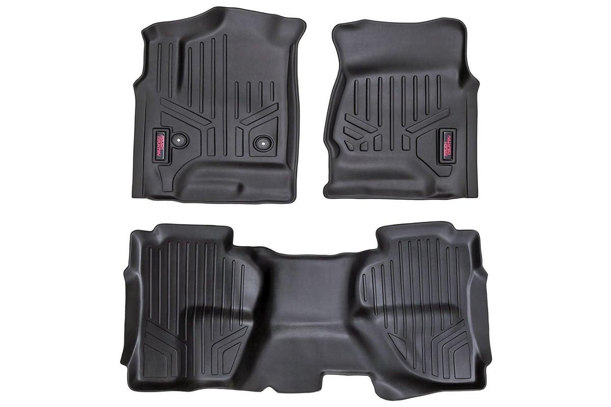 Rough Country Heavy Duty Floor Mats - Front & Rear Combo (Double Cab Models) - M-21412