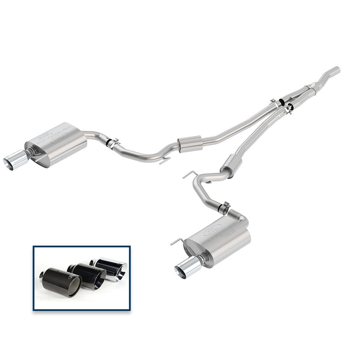 Ford Performance M-5200-M4SCA 2018+ Mustang 2.3L Ecoboost Sport Cat Back (Chrome Tips)