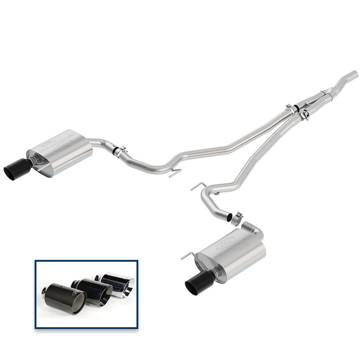 Ford Performance M-5200-M4EBA Extreme Cat Back Exhaust System - Black Chrome Tips (2015-2023 2.3L Ecoboost Mustang)