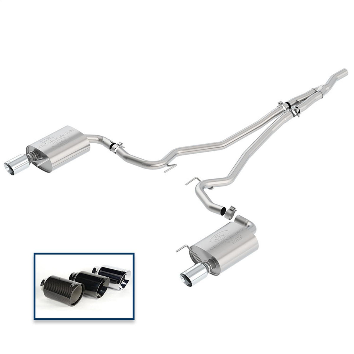 Ford Performance M-5200-M4ECA Extreme Cat Back Exhaust System - Chrome Tips (2015-2019 2.3L Ecoboost Mustang)