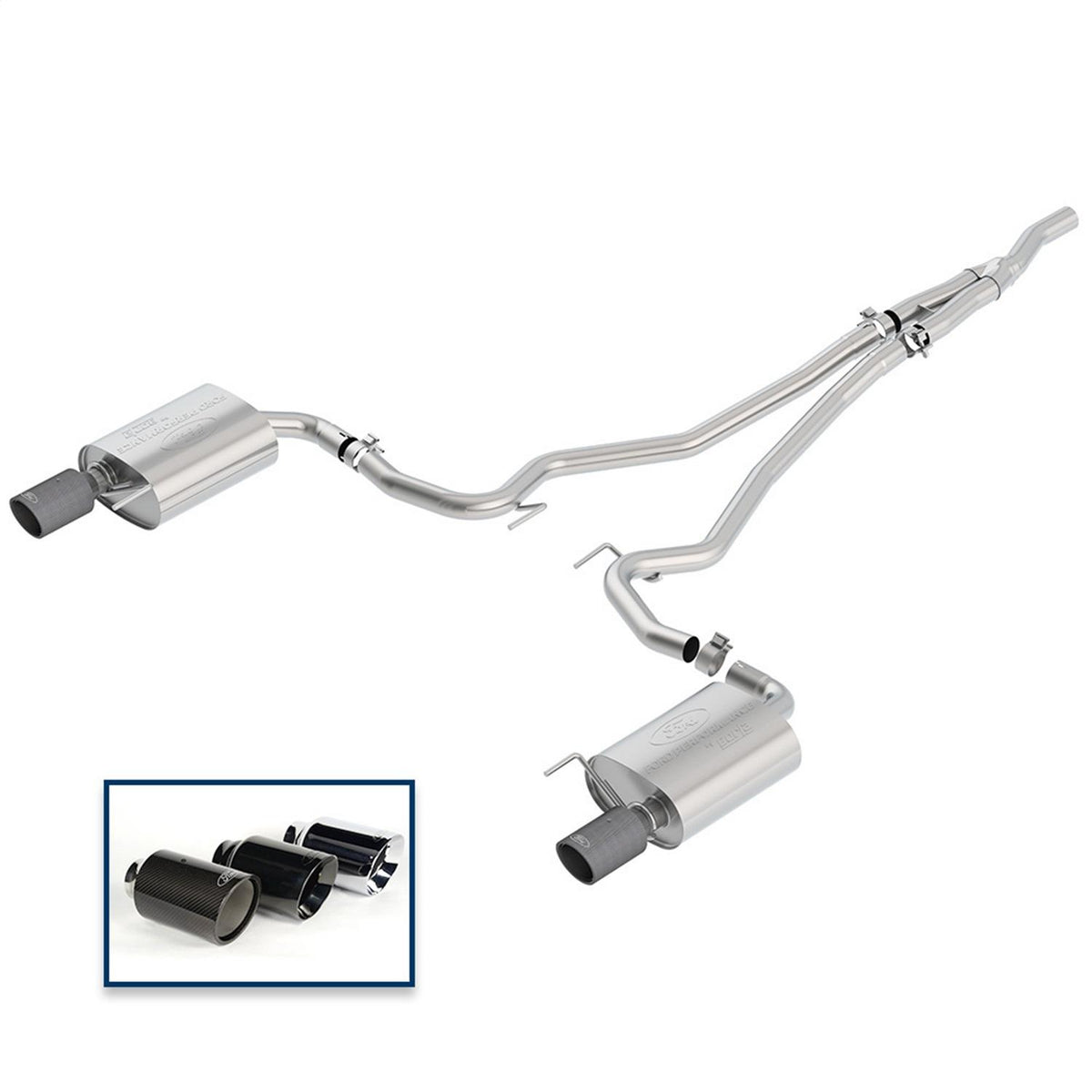 Ford Performance M-5200-M4EFA Extreme Cat Back Exhaust System - Carbon Fiber Tips (2015-2019 2.3L Ecoboost Mustang)