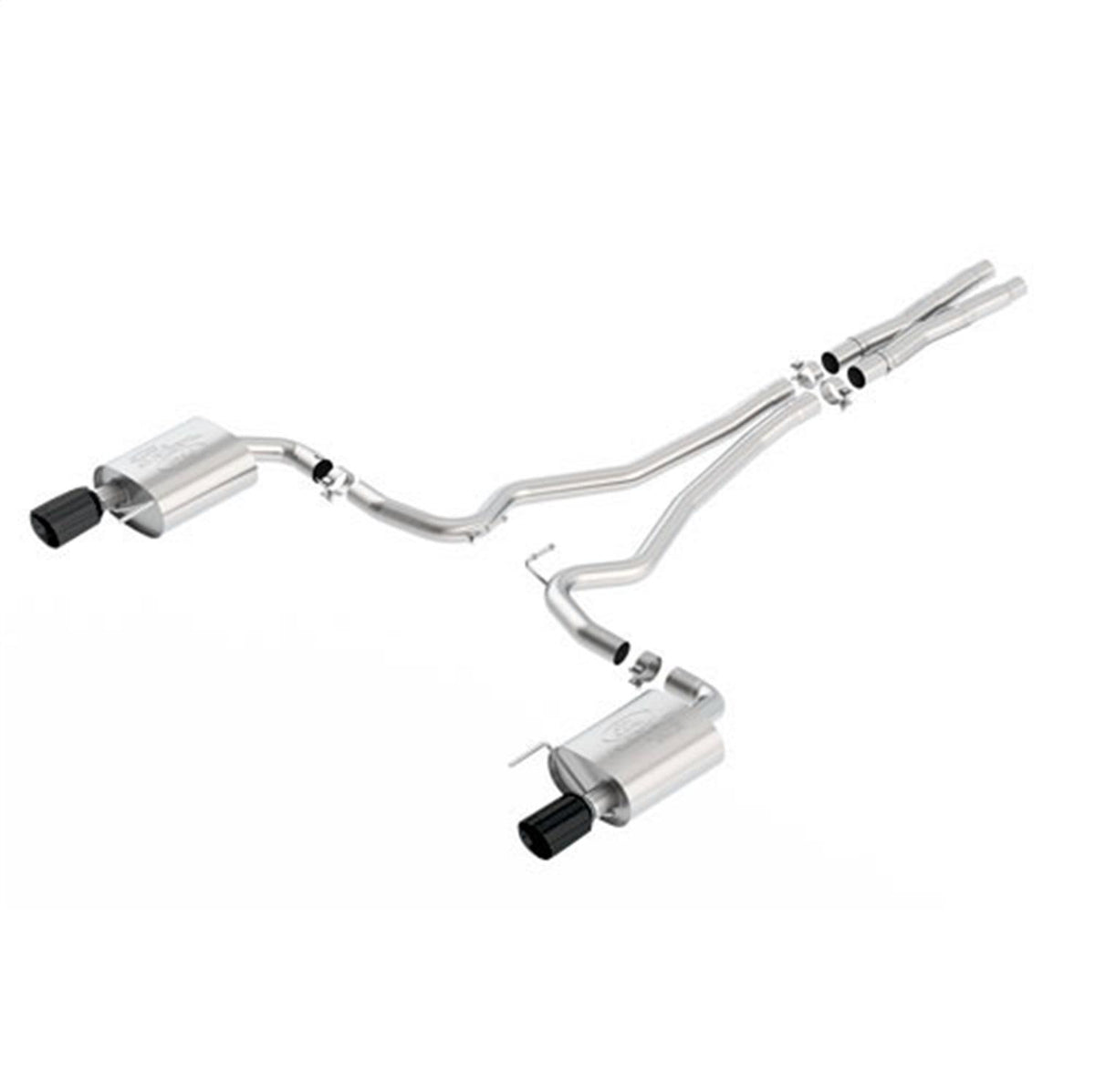 Ford Performance Touring Cat-Back Exhaust System – 2.5” Stainless Steel w/ 4” Black Tips (2015–2017 & 2026 Mustang GT, Non-Active) – M-5200-M8TB