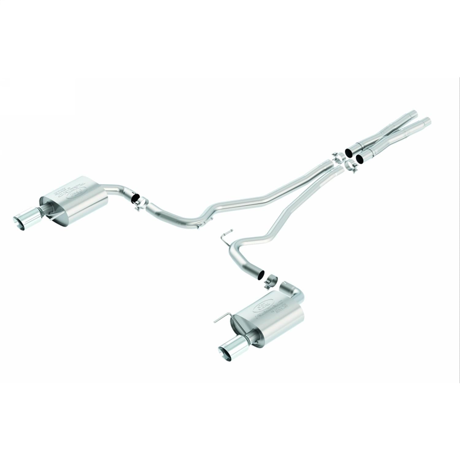 Ford Performance Sport Cat-Back Exhaust System – 2.5” Stainless Steel w/ 4” Chrome Tips (2015–2017 & 2026 Mustang GT, Non-Active) – M-5200-M8SC