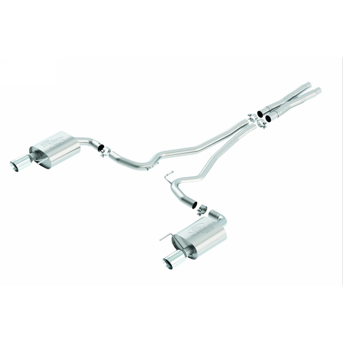 Ford Performance Touring Cat-Back Exhaust System – 2.5” Stainless Steel w/ 4” Chrome Tips (2015–2017 & 2026 Mustang GT, Non-Active) – M-5200-M8TC