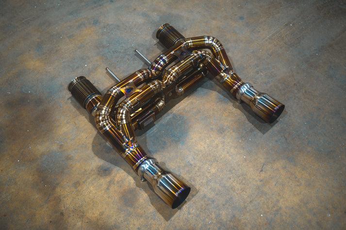 Valvetronic Designs 2018-2023 Maclaren 720S 4.0L, F1 Full Exhaust System, Grade 5 Titanium Titanium Bespoke 4.0 Inch Valvetronic Tips - MAC.720S.F1.FF.TI