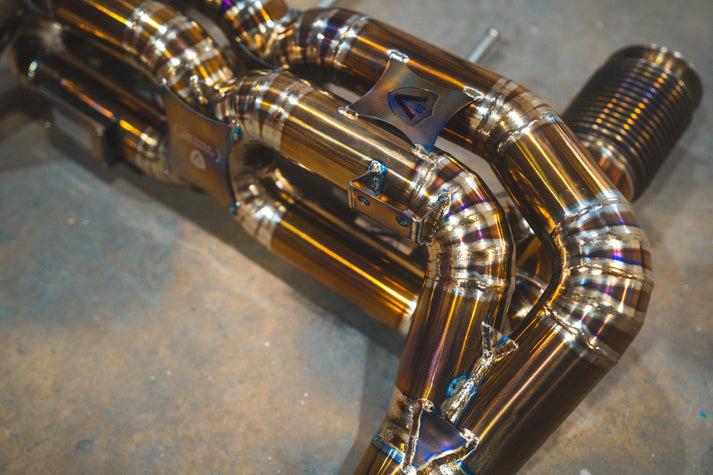 Valvetronic Designs 2018-2023 Maclaren 720S 4.0L, Valved Catback Exhaust, Grade 5 Titanium Titanium Bespoke 4.0 Inch Valvetronic Tips - MAC.720S.VSES.TI