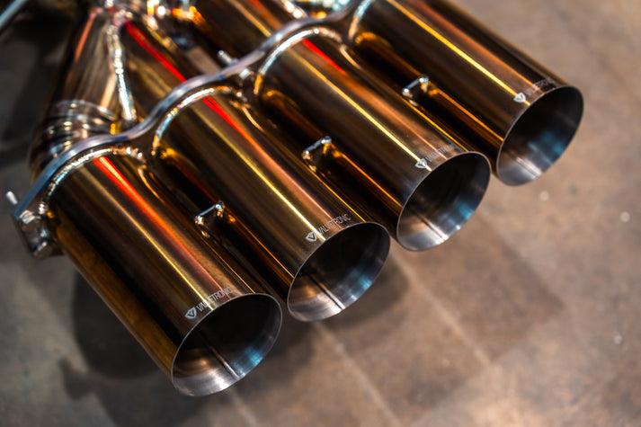Valvetronic Designs 2020-2025 Maclaren 765LT 4.0L, F1 Full Exhaust System, Grade 5 Titanium Titanium Bespoke 3.5 Inch Outlet Tips - MAC.765LT.F1.FF.TI