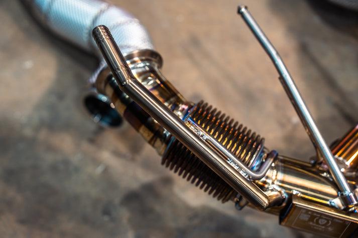 Valvetronic Designs 2020-2025 Maclaren 765LT 4.0L, F1 Full Exhaust System, Grade 5 Titanium Titanium Bespoke 3.5 Inch Outlet Tips - MAC.765LT.F1.FF.TI