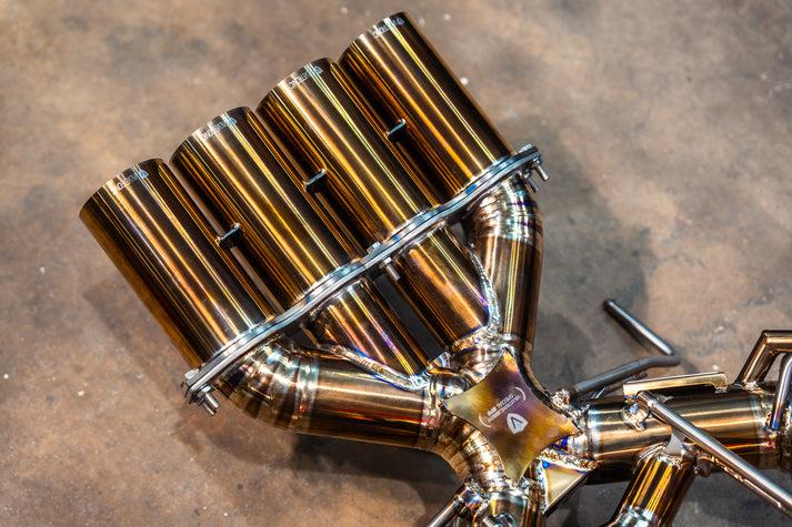 Valvetronic Designs 2020-2025 Maclaren 765LT 4.0L, F1 Catback Exhaust, Grade 5 Titanium Titanium Bespoke 3.5 Inch Outlet Tips - MAC.765LT.F1.TI