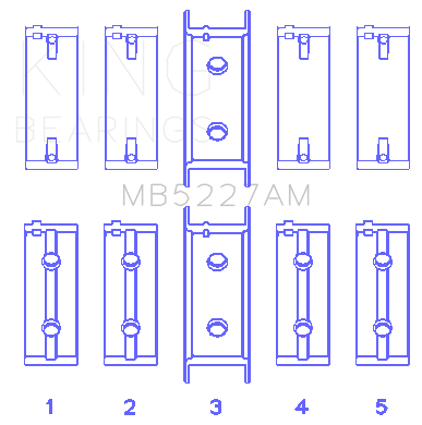 King Engine Bearings MAIN BEARING SET For MITSUBISHI 4G63, 4G63T (-&gt -92) (MITSUBISHI 4G63, 4G63T (->92)) - MB5227AM0.5