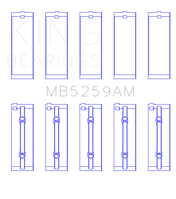 King Engine Bearings MAIN BEARING SET For HONDA B18A1 (HONDA B18A1) - MB5259AM0.75