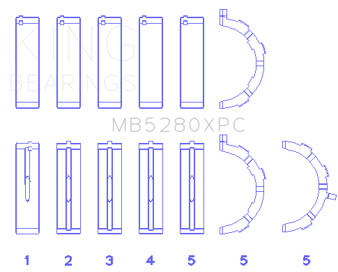 King Engine Bearings Main Bearing Set For Ford V8, 4.6L/5.4L Sohc - MB5280XPC