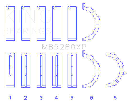King Engine Bearings Main Bearing Set For Ford V8, 4.6L/5.4L Sohc - MB5280XP