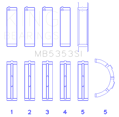 King Engine Bearings MAIN BEARING SET For FORD 281 4.6L SOHC 16V (FORD 281 4.6L SOHC 16V) - MB5353SI0.25