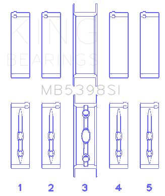 King Engine Bearings MAIN BEARING SET For HOLDEN (MB5293 O/D .020") (HOLDEN (MB5293 O/D .020")) - MB5398SI 030