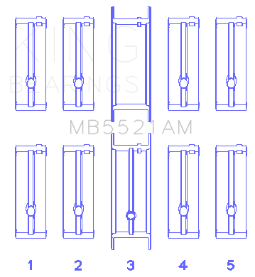 King Engine Bearings MAIN BEARING SET For CHRYSLER 2.2 (CHRYSLER 2.2) - MB5521AM0.25